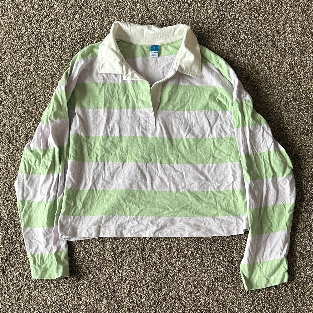 Old Navy NWOT Rugby Stripe Crop Polo